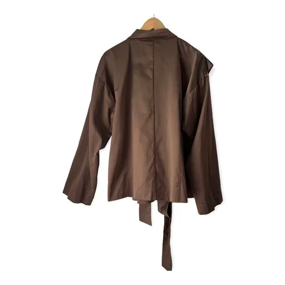 Fendi Brown Front Wrap Collared Jacket